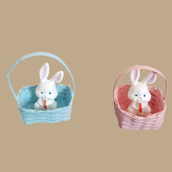 Vtg mini Easter Bunnies Figurines & Decorations Set 10pcs  Pastel Colors - Picture 3 of 10